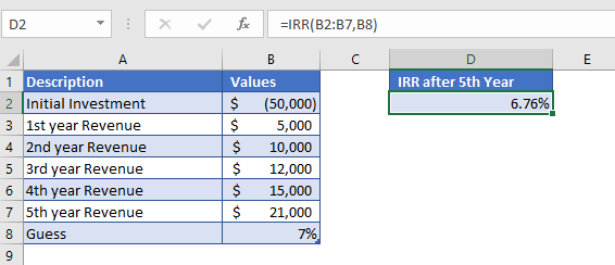 irr to work in excel for mac