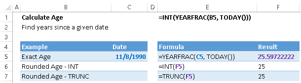 How To Calculate Age In Excel Automate Excel