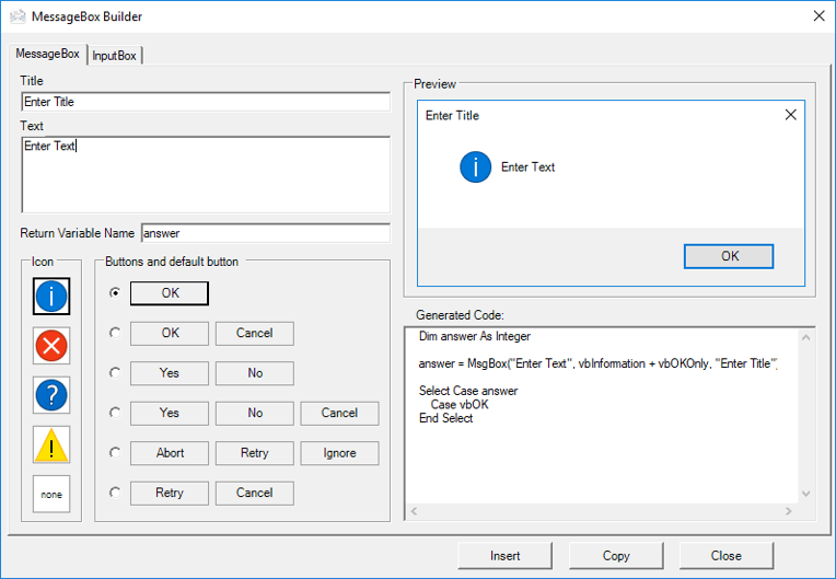 AutoMacro-messagebox-builder vba write messagebox code